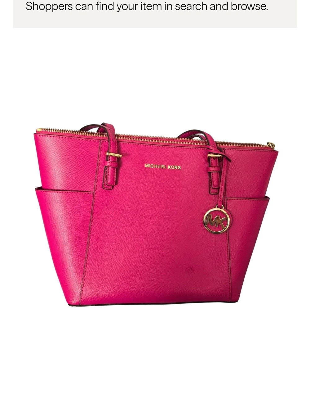 Michael Kors Hot Pink Saffiano Leather Tote with Gold Hardware